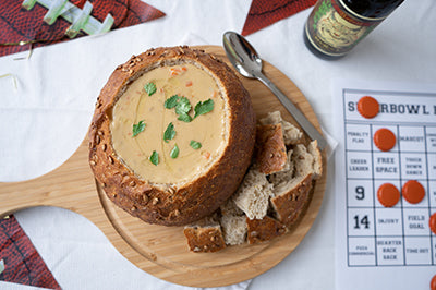 Beer soup in a bread bowl