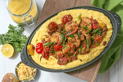 Big John’s Cajun Shrimp and Grits with Blistered Tomatoes