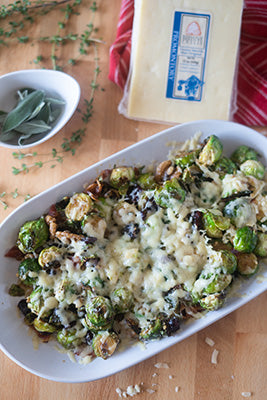 Roasted and glazed Brussel Sprouts with Promontory